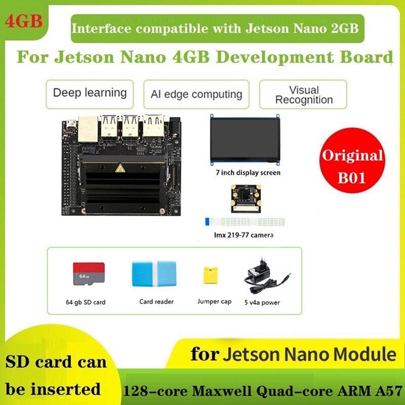 Jetson Nano B01 4GB AI  + 7 ġ ÷ + ī޶ + 64G SD ī + ī  +  ĸ + , Jetson Nano B01 